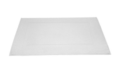 Beyaz banyo havlusu% 100 Cotton Terry Havluları beyaz arka planda izole edildi. Banyo aksesuarları. Üst görünüm.