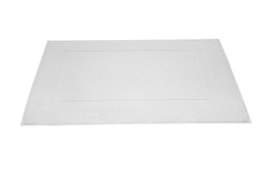 Beyaz banyo havlusu% 100 Cotton Terry Havluları beyaz arka planda izole edildi. Banyo aksesuarları. Üst görünüm.