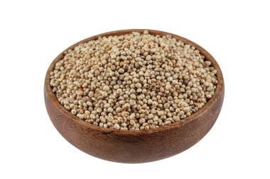 Gluten free Sorghum seeds isolated on white background.   Whole seeds of Sorghum Moench, millet, feed. A Bowl of Sprouted Sorghum and Sorghum Flour on a Bright White Table.