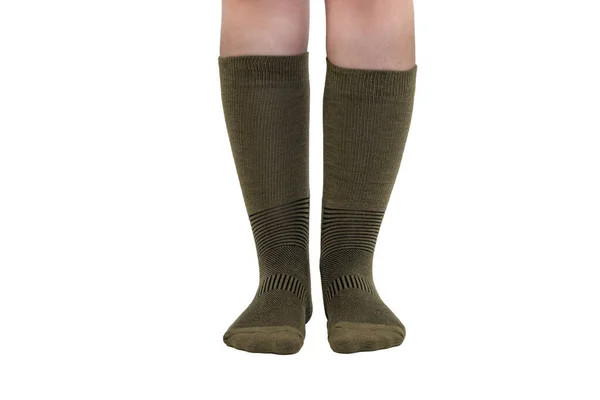 Female Model Wearing Socks Women Legs Wearing Socks Isolated White — Stock Photo, Image