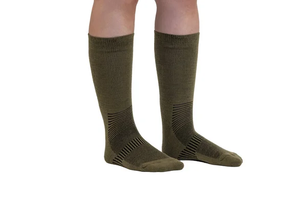 Женщина Модель Носках Женские Ноги Носках Изолированные Белом Фоне — стоковое фото