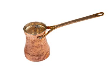 Türk kahve demliği. Beyaz arkaplanda izole edilmiş, kırpma yolu.