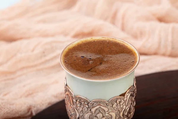 Turecká Káva Koncept Káva Kávovými Zrny Turecká Káva Turecké Potěšení — Stock fotografie