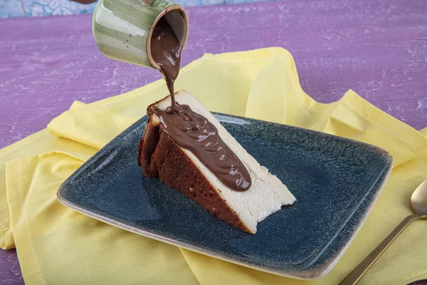 San Sebastian Bruciato Cheesecake Delizioso Dessert Fatto Casa Torta Formaggio — Foto Stock