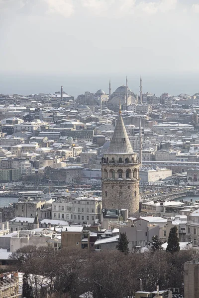 Πύργος Γκαλάτα Στην Κωνσταντινούπολη Τουρκία Αεροφωτογραφία Ορόσημο Χρυσή Ώρα Όμορφο — Φωτογραφία Αρχείου