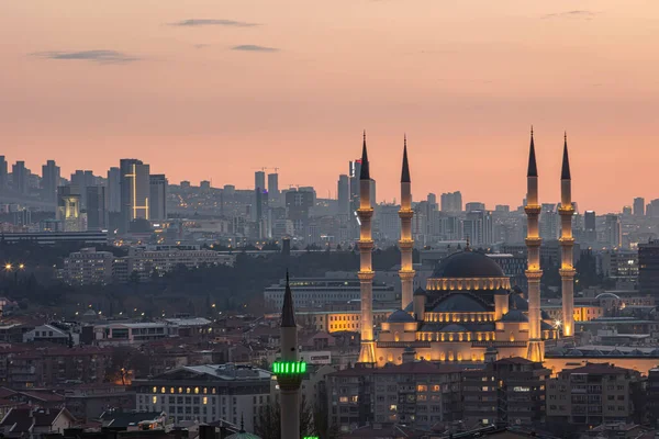 Ankara Türkiye April 2022 Kocatepe Camii Ankara Şehir Gece Görüşü — Stok fotoğraf