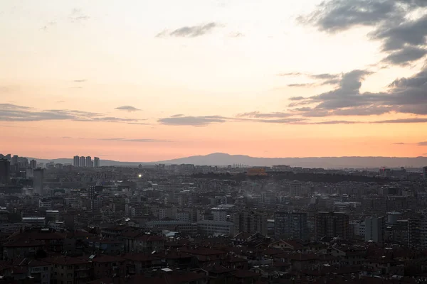 stock image  Panorama view of the downtown area of the city of Ankara, Turkey with buildings and mosques seen from Ankara Castle (Ankara Kalesi) on a sunset day.