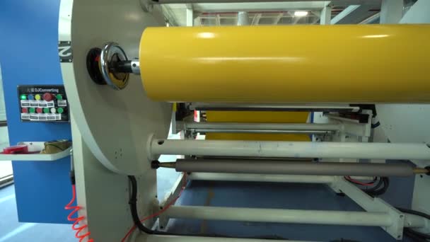 Tape Manufacturing Plant Industrial Line Production Plastic Packaging Film Factory — Stock Video