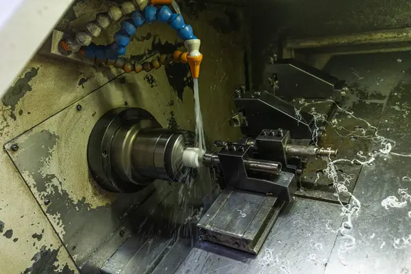 Milling Metalworking Process Industrial Cnc Metalworking Vertical Mill Metalworking Industry — Stock Photo, Image