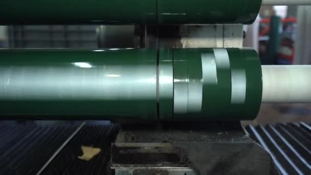 泡沫胶带生产线 泡沫聚苯乙烯 测量磁带 高质量的4K视频拍摄 — 图库视频影像