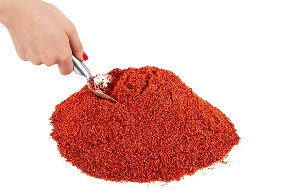Getrocknete Paprika Flocken Chilipfeffer Gewürz Paprika Flocken Haufen Zerkleinerter Paprika — Stockfoto