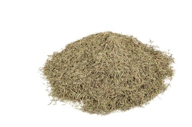 Kurutulmuş biberiye yaprağı, biberiye arkaplan yiyeceği. Organik kurutulmuş Rosemary baharatı. Kuru, kokulu, iğneye benzeyen yapraklar..