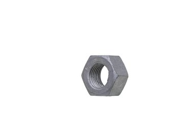 Makro beyaz arka planda izole edilmiş metal fındık vurdu. Krom vida somunu izole edilmiş. Çelik ceviz izole. Fındık ve cıvatalar. İş için araçlar.