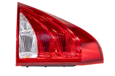 Metal üzerinde bir kamyonun büyük kırmızı ve beyaz arka lambası. Arabanın sağ arka fren lambası stop stop stop stop stop stop stop stop stop stop stop stop stop stop stop stop sis lambaları kamyon için.