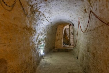 Mardin, Midyat, Turkey - 9 Ocak 2024; Matiate Underground City Estel Caves. Underground city in Mardin Midyat. The old settlement known as Midyat caves is open to visitors today. clipart