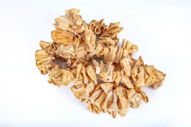 Geleneksel Türk usulü kuru kabak dolması. Beyaz arka planda.