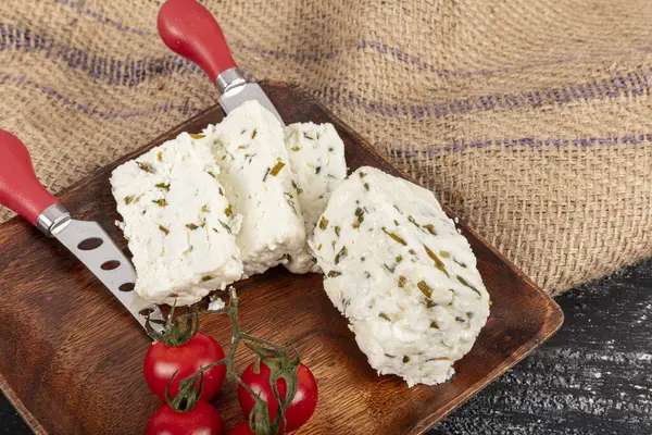 stock image Herbed cheese. Van breakfast of Turkey. Herbed Cheese from Van Turkey. Turkish name; Van Otlu Peynir.