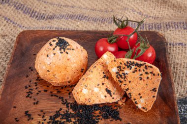 Traditional Turkish Spicy Surk Cheese Balls with Olive Oil from Hatay in Turkey. (Turkish name; Surk peynir) clipart