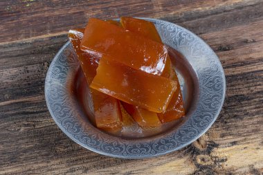 Geleneksel Türk Balkabağı Tatlısı (kabak tatlisi). Hatay 'dan Türk Çıtır Kabak Tatlısı, Ceviz Tozu ile Kirecte Kabak Tatlisi.