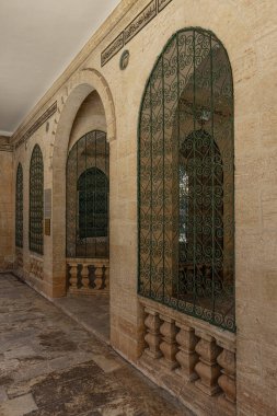 Sanliurfa, Turkey August 4, 2024; Said Nursi Bediuzzaman grave in the courtyard of Khalilur Rahman mosque, Mevlid-i Halil Mosque. The place where he was first buried.  clipart