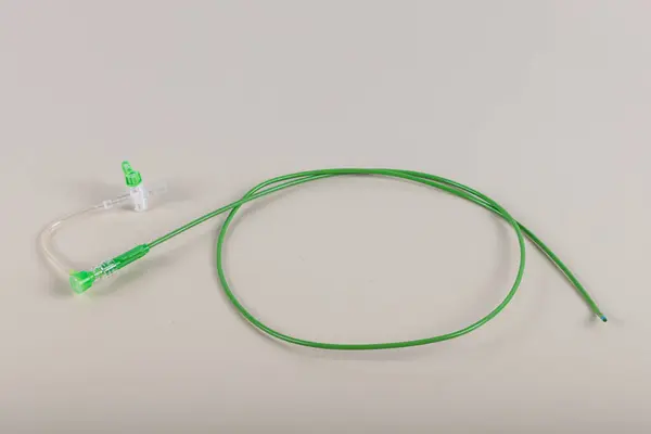 stock image PTCA guide wires. Stent and catheter for implantation into blood vessels with an empty and filled balloon. Pulmonary artery catheter used during cardiac catheterization.