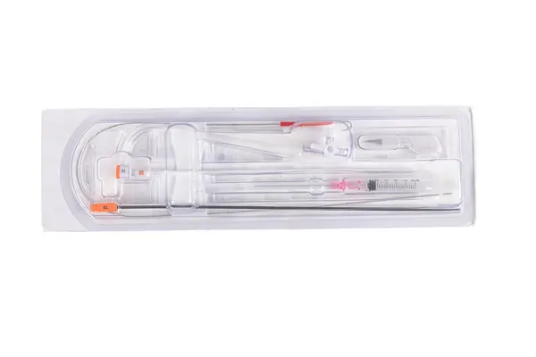 stock image Introducer Transradial Kit, Introducer Sheath. Cannula sheath for arterial line insertion along with a puncture needle. Cannula sheath for arterial line insertion along with a puncture needle.