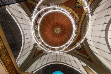 Istanbul Turkey, May 4, 2023;  Interior of modern Sakirin Mosque, Uskudar district of Istanbul, Turkey. clipart