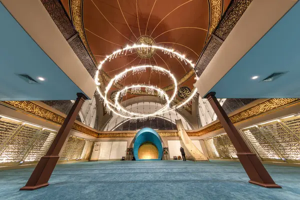 stock image Istanbul Turkey, May 4, 2023;  Interior of modern Sakirin Mosque, Uskudar district of Istanbul, Turkey.