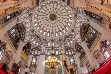 Uskudar Istanbul Turkey 06 May 2023; Interior of Yeni Valide Mosque, constructed by Mimar Sinan. Dome view. Uskudar, Istanbul, Turkey. clipart