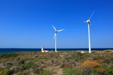 Bozcaada Adası 'ndaki Polente Deniz Feneri manzarası. Türkiye