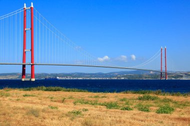 Canakkale 1915 asma köprüsü. Çanakkale, hindi. Dünyanın en uzun orta açıklığıyla asılı köprü..