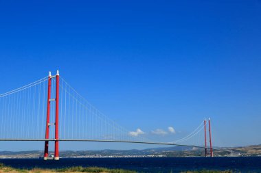 Canakkale 1915 asma köprüsü. Çanakkale, hindi. Dünyanın en uzun orta açıklığıyla asılı köprü..