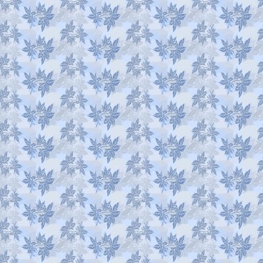Seamless botanical  pattern in trendy blue color. Classic Blue Color of the Year 2020