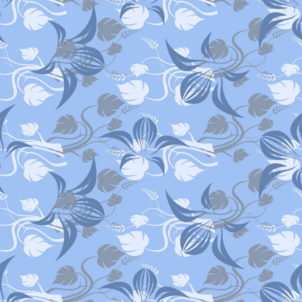 Seamless Botanical Pattern Trendy Blue Color Classic Blue Color Year — Zdjęcie stockowe