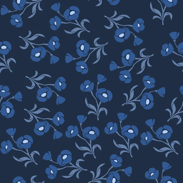 Bezproblemowy Wzór Botaniczny Modnym Kolorze Niebieskim Klasyczny Niebieski Kolor Roku — Zdjęcie stockowe