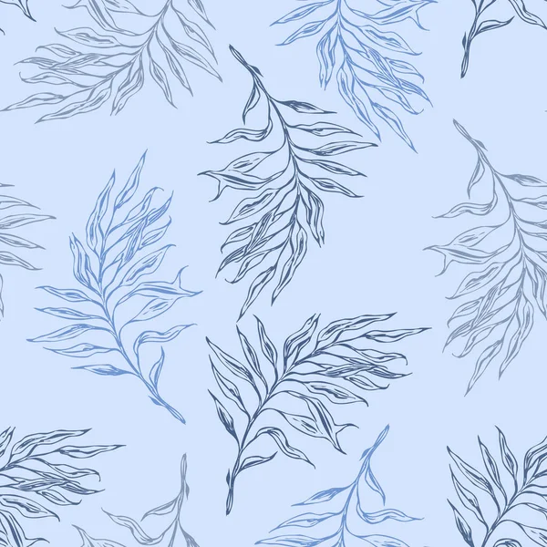 Modèle Botanique Sans Couture Couleur Bleu Tendance Couleur Bleu Classique — Photo