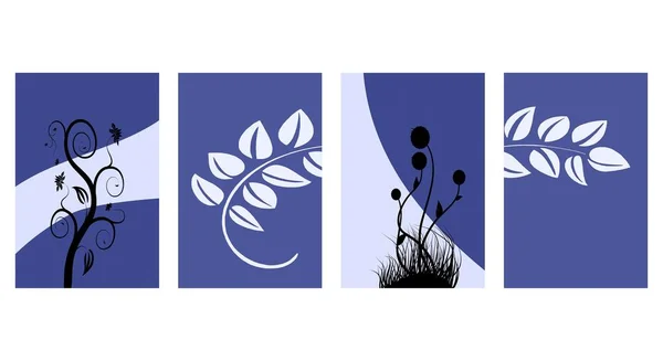 Set Tessere Botaniche Alla Moda Stampabili Utilizzare Copertura Carta Parati — Vettoriale Stock