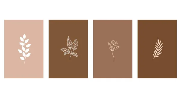 Nyomtatható Trendi Botanikai Kártya Készlet Használata Borító Tapéta Fali Művészet — Stock Vector