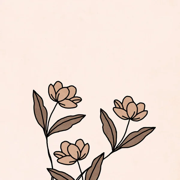 印刷可能なトレンディーな植物カード カバー 壁のアートに使用します 茶色だ ヴィンテージ グランジ — ストック写真