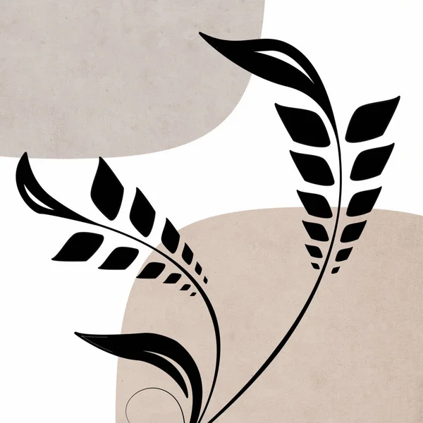 印刷可能なトレンディーな植物カード カバー 壁のアートに使用します 茶色だ ヴィンテージ グランジ — ストック写真