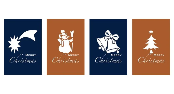 Set Weihnachtsgrußkarten Design Vorhanden Minimalistisches Muster Für Den Druck — Stockvektor