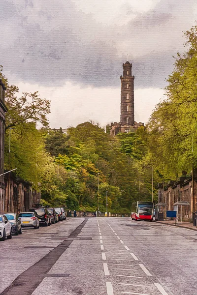 Edinburgh Schottland England Aquarell Auf Leinwand Stadtarchitektur Entwurf Für Eine — Stockfoto
