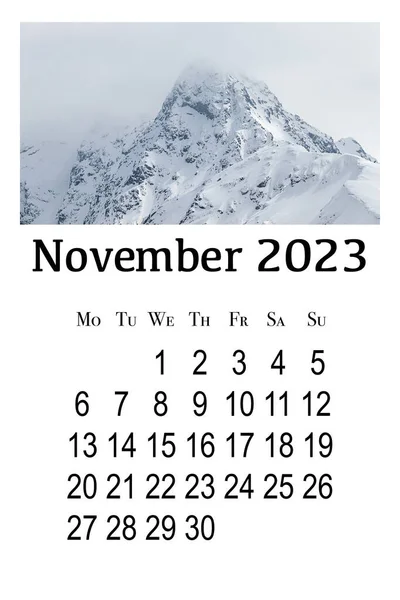 Cartão Calendário Para 2023 Calendário Parede Vertical Imprimível Semana Começa — Fotografia de Stock