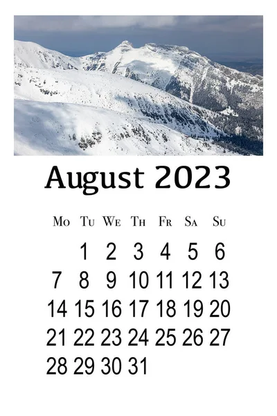 Scheda Calendario 2023 Calendario Verticale Parete Stampabile Settimana Inizia Lunedì — Foto Stock