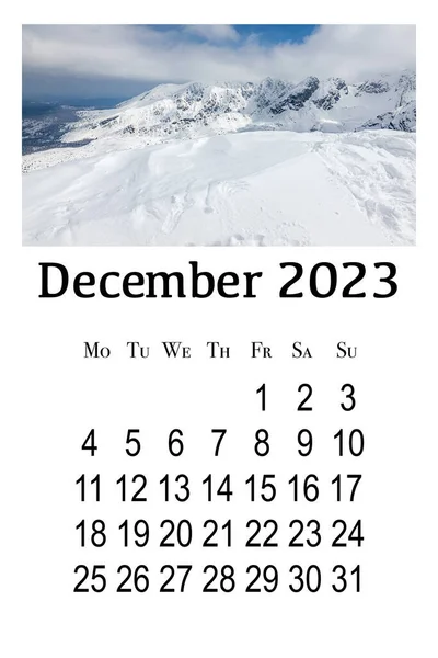 Carte Calendrier Pour 2023 Calendrier Mural Vertical Imprimable Semaine Commence — Photo