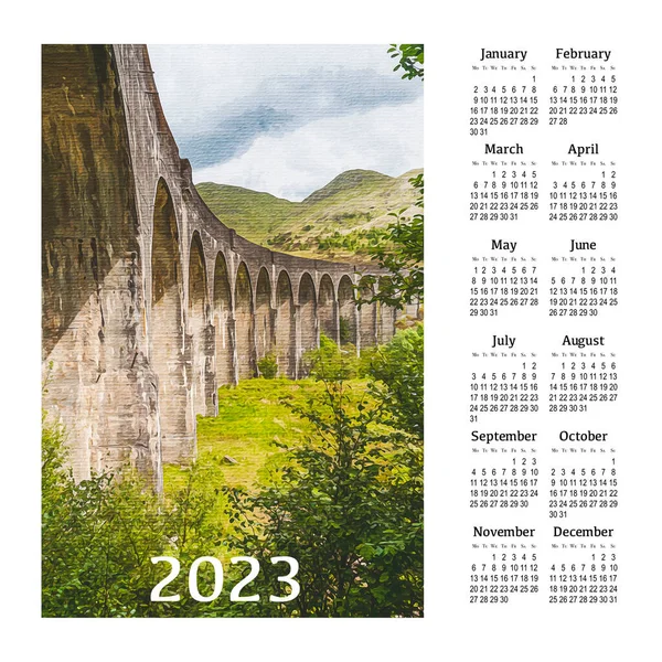 stock image Calendar for 2023 on a white background for printing. Scotland, Great Britain.