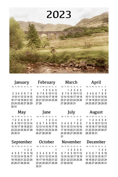 stock image Calendar for 2023 on a white background for printing. Scotland, Great Britain.