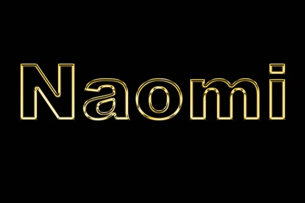 Female name . Gold 3D icon on black  background. Decorative font. Template, signature logo. 3D Rendering
