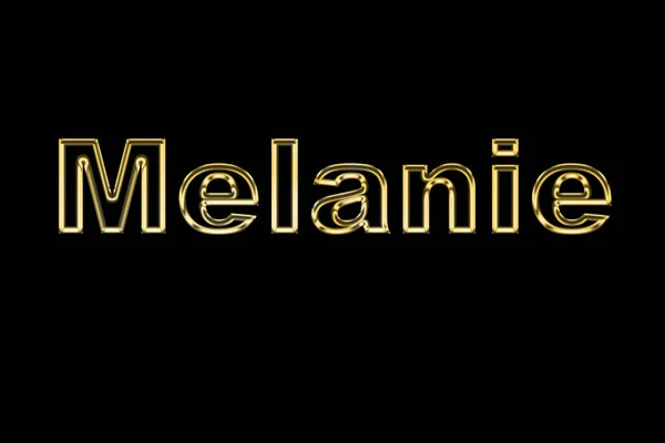 Female name . Gold 3D icon on black  background. Decorative font. Template, signature logo. 3D Rendering