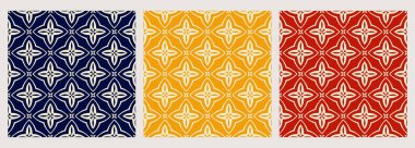 Set of 3 modern seamless fabric pattern, abstract print on carpet, floor, weaving pattern. 